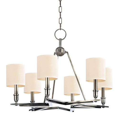 Bethesda Aged Silver Six-Light Chandelier with Cream Shade