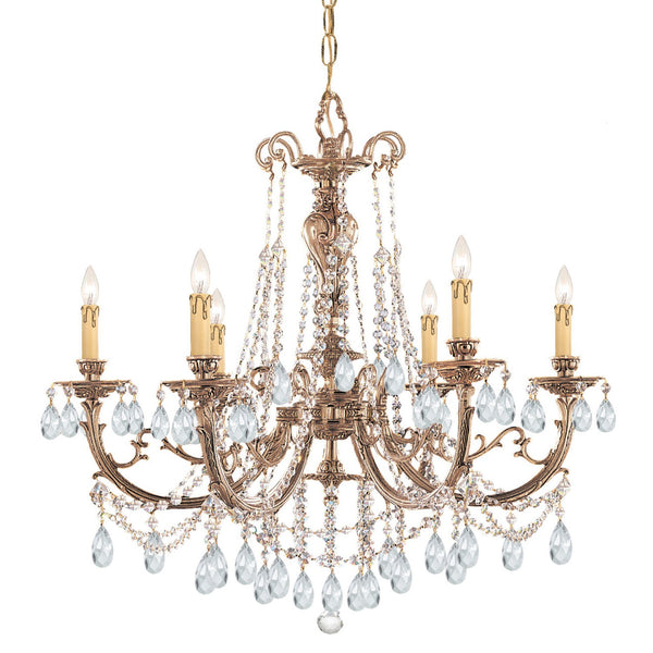 Group Etta Ornate Cast Brass Six-Light Chandelier with Swarovski Spectra Crystal