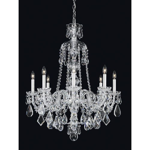 Hamilton Silver Eight-Light Clear Heritage Handcut Crystal Chandelier, 28W x 35H x 28D