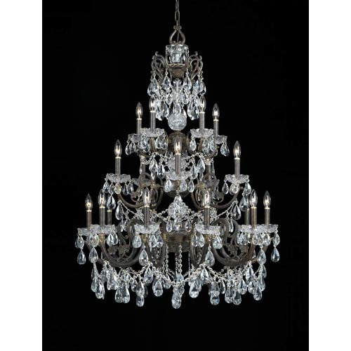 Manchester English Bronze Clear Swarovski Spectra Crystal Twenty-Light Chandelier