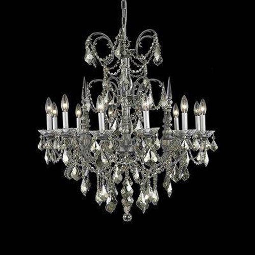 Athena Dark Bronze Twelve-Light Chandelier with Clear Royal Cut Crystals