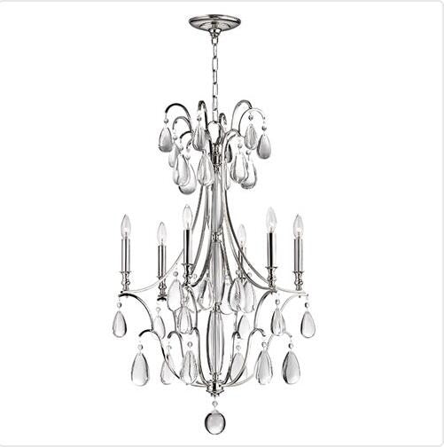 Polished Nickel Six-Light Chandelier