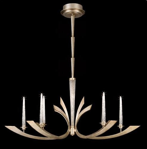 Six-Light Chandelier in Toned Silver Leaf Finish