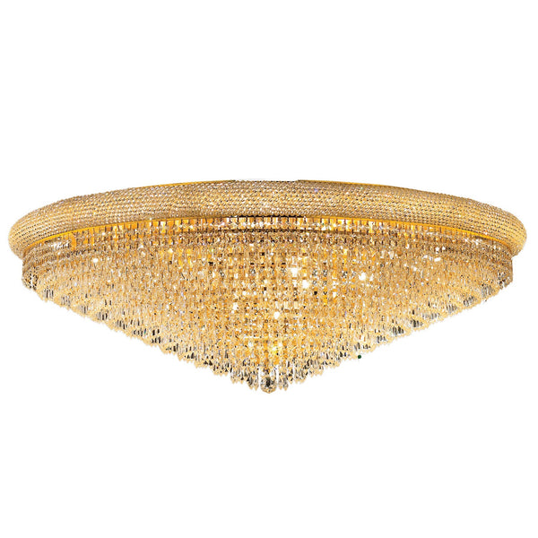 Primo Prism Gold Thirty-Three Light 48-Inch Flush Mount with Royal Cut Clear Crystal