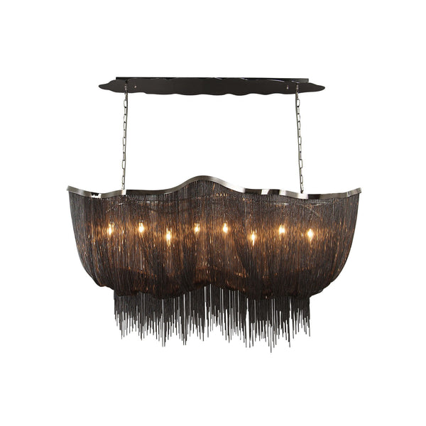 Black Chrome Eight-Light Chandelier