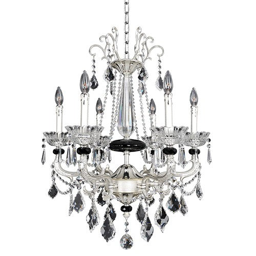 Silver Six-Light Chandelier with Firenze Clear Crystal