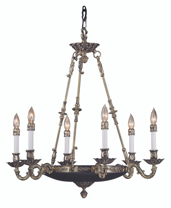 Chandelier, 6-Light, French Brass, 29"W (8706 FB RAKC)