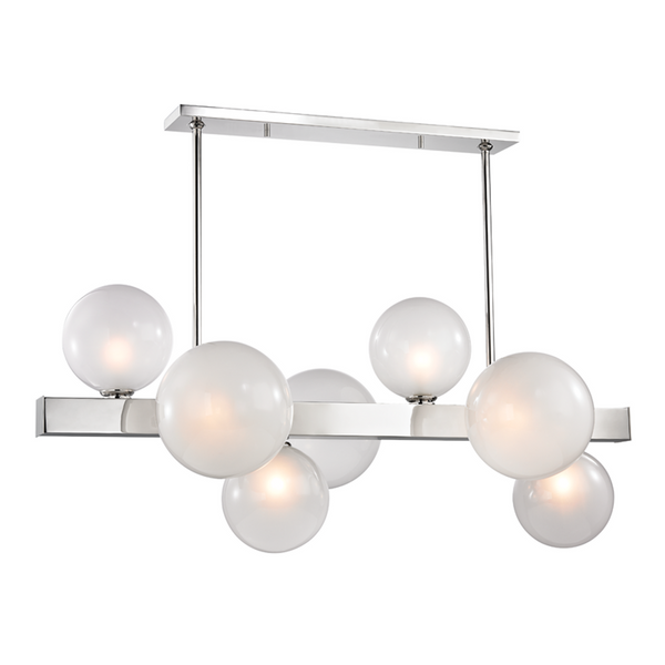 Linear Chandelier, 7-Light, Polished Nickel, Acid Etched Shade, 43.5"W (8717-PN 9ZG5U)