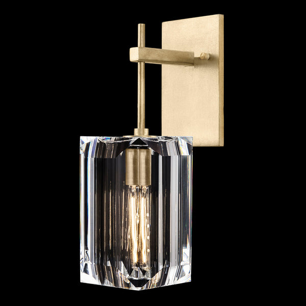 Wall Sconce, 1-Light, Gold Leaf, Polished Emerald Cut Crystal Glass, 14.5"H (875050-2ST GJKF)