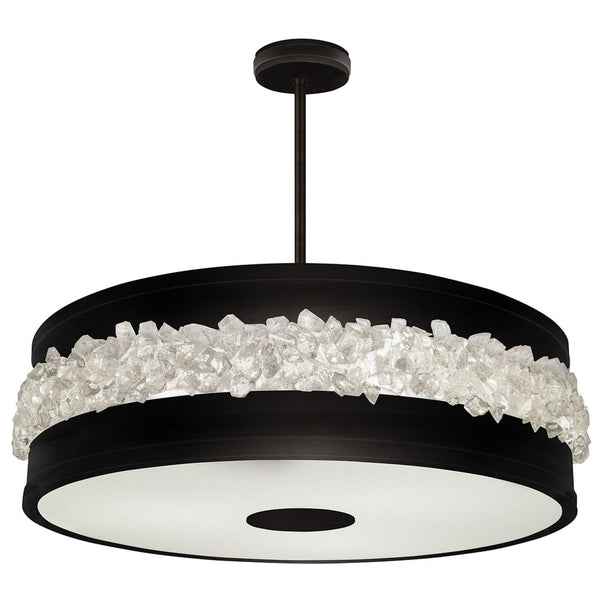 Drum Shade Pendant, Round, 3-Light, Matte Black, 32"W (876340-2ST GKJX)