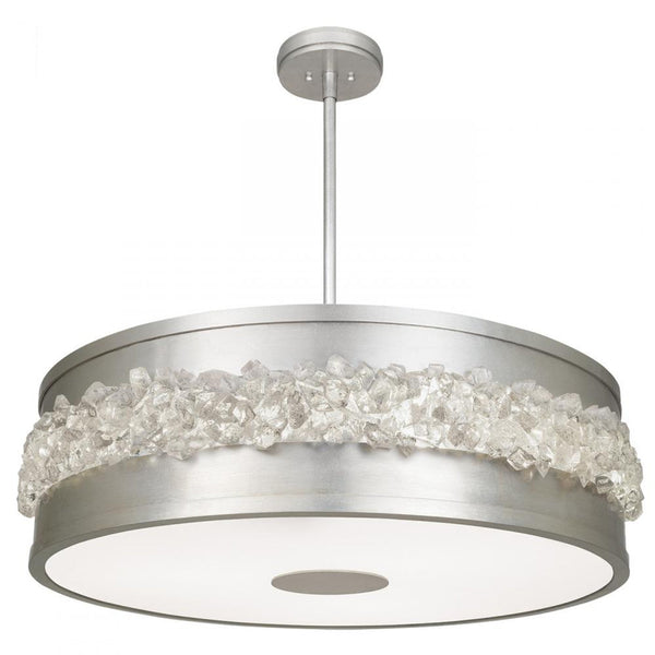 Drum Shade Pendant, Round, 3-Light, Silver, 32"W (876340ST GGNN)