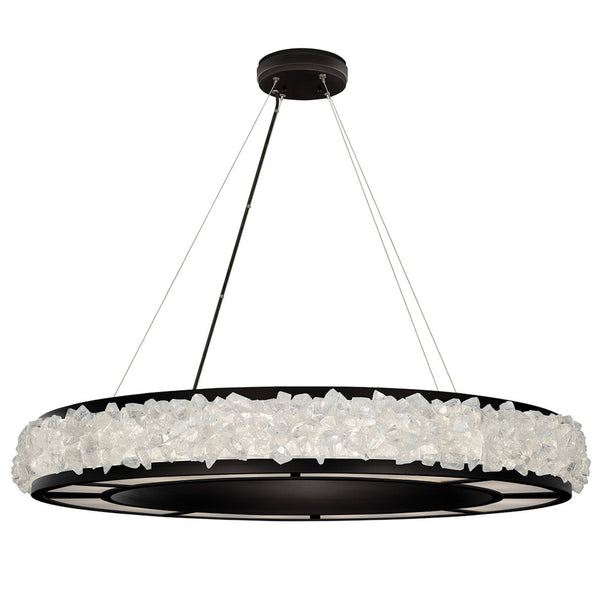 Drum Shade Pendant, Round, 16-Light, Matte Black, 38"W (878040-2ST GKK2)