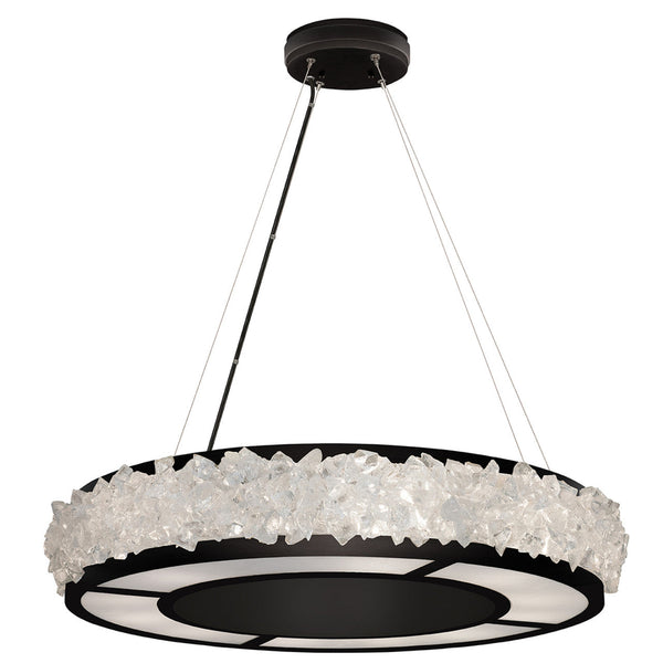 Drum Shade Pendant, Round, 12-Light, Matte Black, 30"W (878140-2ST GKK3)