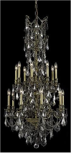 Bronze Sixteen-Light Chandelier with Silver Shade/Grey Royal Cut Crystals