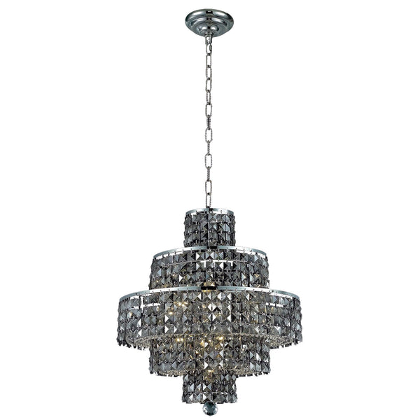 Maxim Chrome Thirteen-Light 20-Inch Five-Tier Chandelier with Royal Cut Silver Grey Crystal