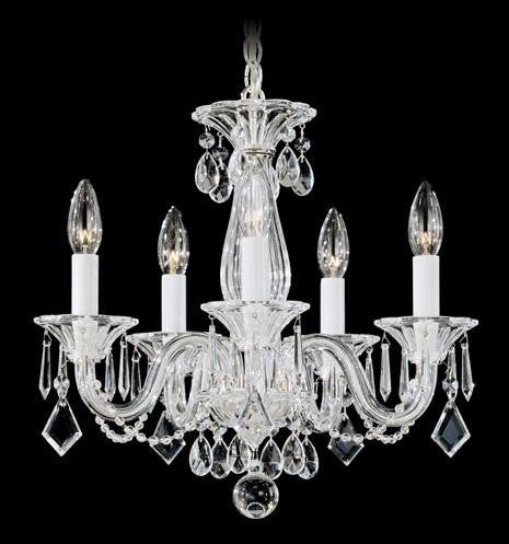 Silver Five-Light Clear Heritage Handcut Crystal Chandelier, 15W x 14H x 15D