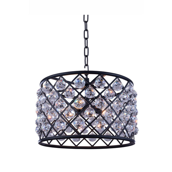 Madison Mocha Brown Six-Light Pendant with Royal Cut Clear Crystals