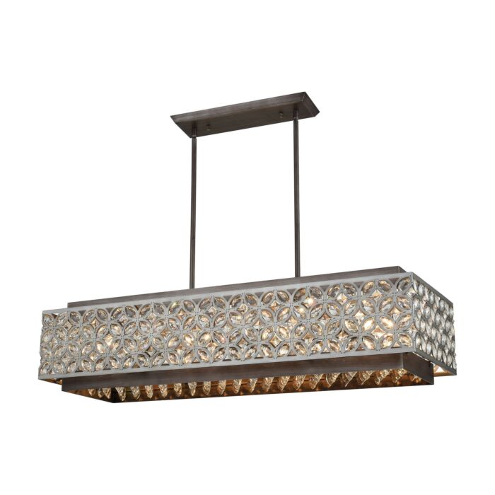 Rosslyn 8-Light Linear Chandelier in Weathered Zinc