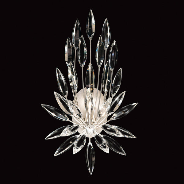 Wall Sconce, 1-Light, Silver Leaf, Faceted Crystal  Buds, 22"H (881850ST GKLK)