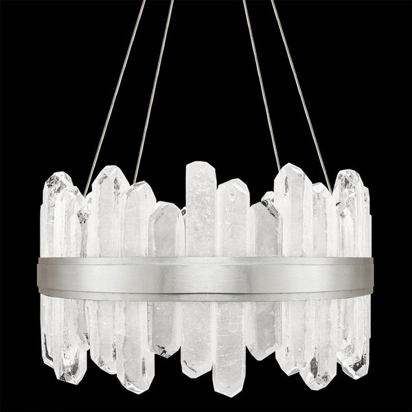 Pendant, Round, 24-Light, LED, Silver Leaf, Illuminated Crystal, 21"W (882040-1ST GKLL)