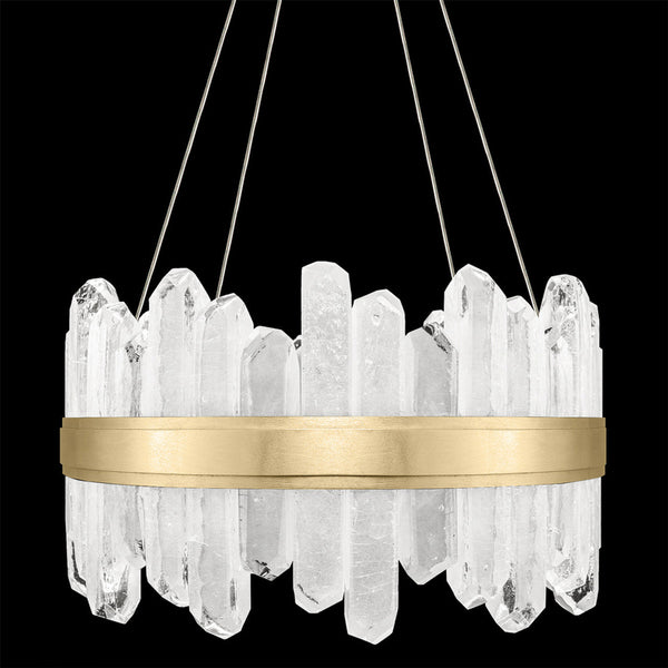 Pendant, Round, 24-Light, LED, Gold Leaf, Illuminated Crystal, 21"W (882040-2ST GKLM)