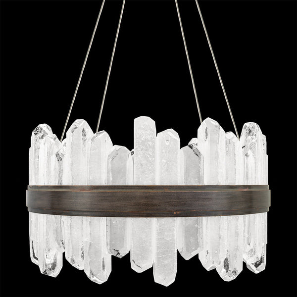 Pendant, Round, 24-Light, LED, Patinated Bronze, Illuminated Crystal, 21"W (882040-3ST GKLN)