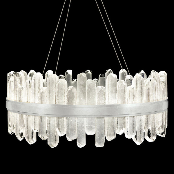 Pendant, Round, 40-Light, LED, Silver Leaf, Illuminated Crystal, 30.5"W (882340-1ST GKM2)