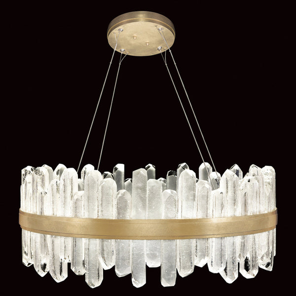 Pendant, Round, 40-Light, LED, Gold Leaf, Illuminated Crystal, 30.5"W (882340-2ST GKM3)