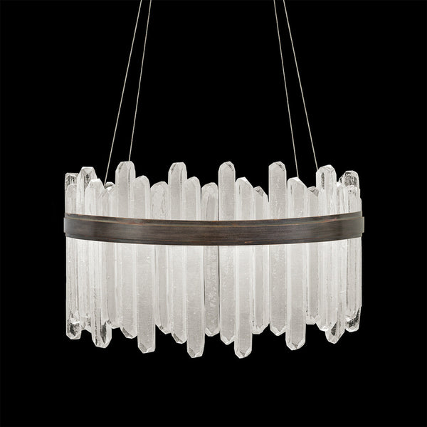 Pendant, Round, 40-Light, LED, Patinated Bronze, Illuminated Crystal, 30.5"W (882540-3ST GKMH)