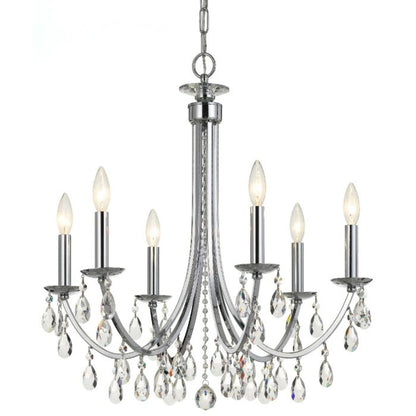 Bridgehampton Chandelier in Polished Chrome with Faceted Crystal Crystals