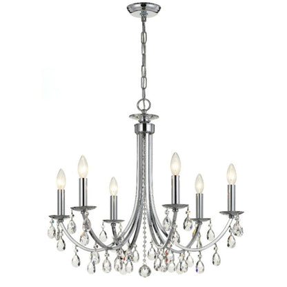 Bridgehampton Chandelier in Polished Chrome with Faceted Crystal Crystals