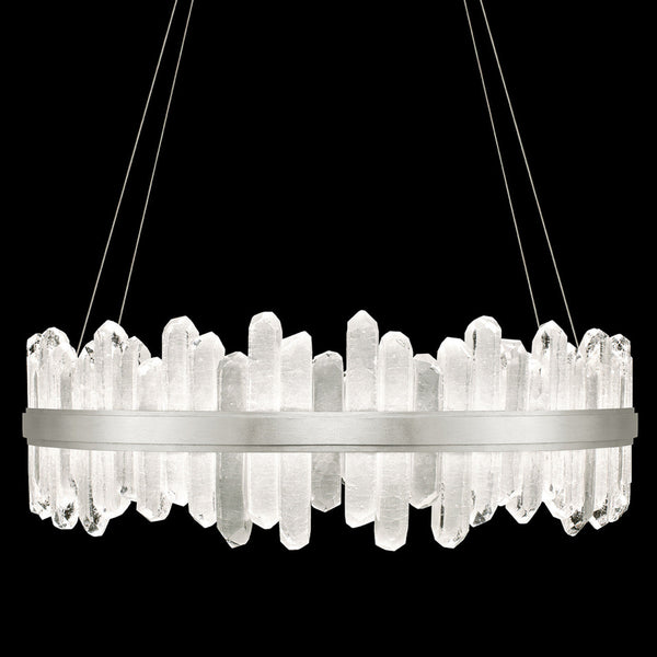 Pendant, Round, 48-Light, LED, Silver Leaf, Illuminated Crystal, 41"W (882640-1ST GKMM)