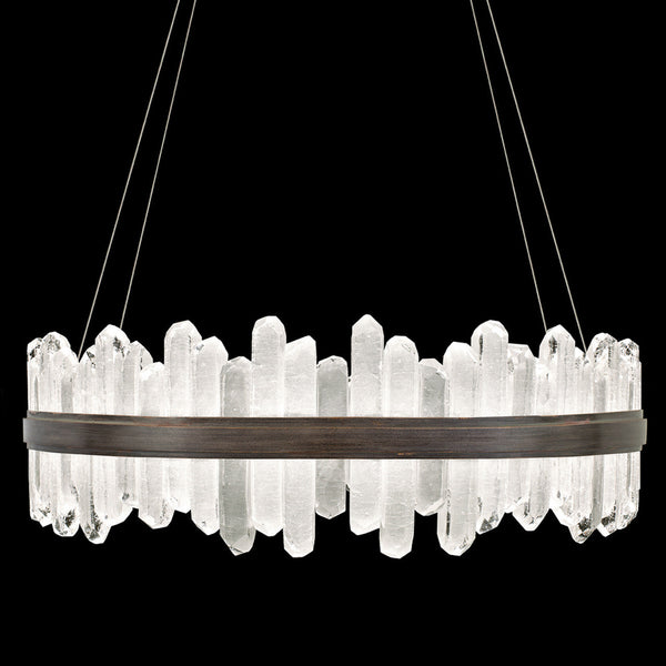 Pendant, Round, 48-Light, LED, Patinated Bronze, Illuminated Crystal, 41"W (882640-3ST GJLV)