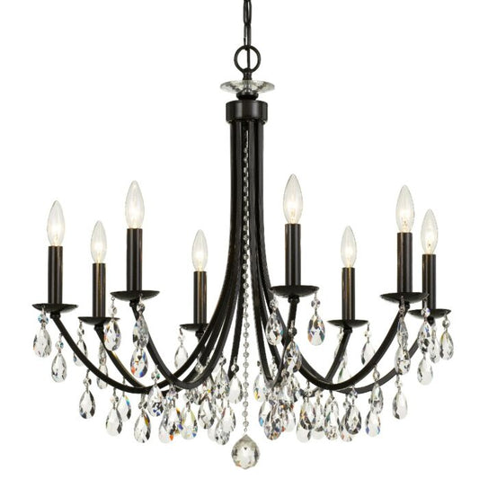 Bridgehampton Chandelier in Vibrant Bronze with Faceted Crystal Crystals