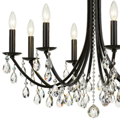 Bridgehampton Chandelier in Vibrant Bronze with Faceted Crystal Crystals