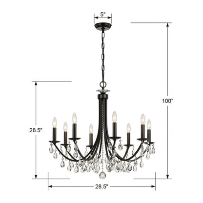 Bridgehampton Chandelier in Vibrant Bronze with Faceted Crystal Crystals