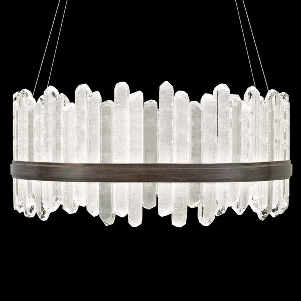 Pendant, Round, 48-Light, LED, Patinated Bronze, Illuminated Crystal, 41"W (882840-3ST GJM4)