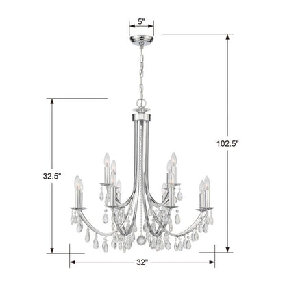 Bridgehampton Chandelier in Polished Chrome with Swarovski Strass Crystal Crystals