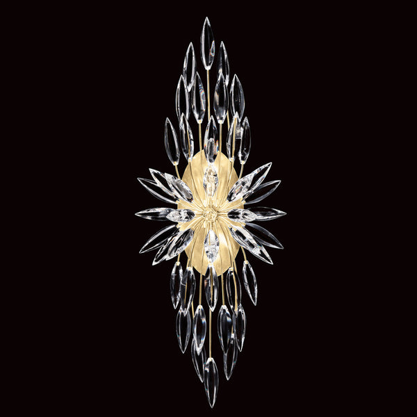 Wall Sconce, 2-Light, Gold Leaf, Faceted Crystal  Buds, 33"H (883550-1ST KDEW)