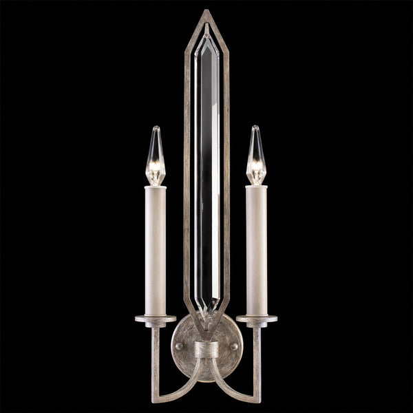 Wall Sconce, 2-Light, Weathered English Brown Iron Patina with Silver, Double-Faced Beveled Crystals, 24.75"H (884950-1ST KCGY)