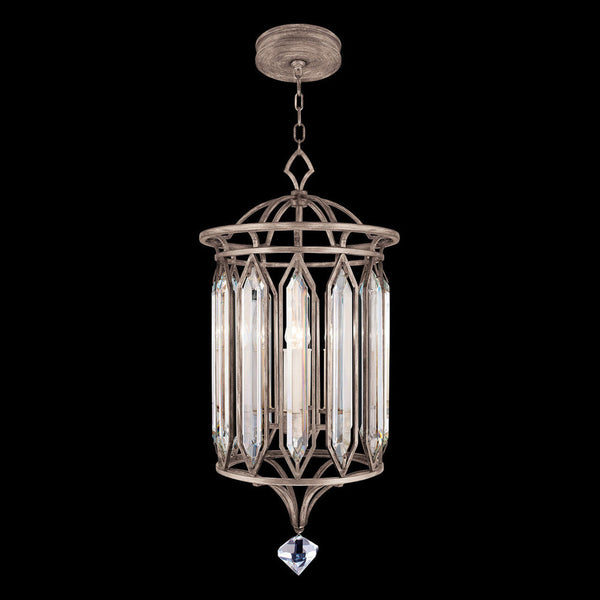 Pendant, Round, 4-Light, Weathered English Brown Iron Patina with Silver, Double-Faced Beveled Crystals, 14.5"W (885340-1ST KCH6)