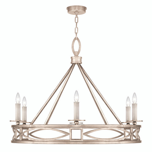 Chandelier, Round, 6-Light, Weathered Griege Patina, 37.5"W (887640-2ST KEFJ)