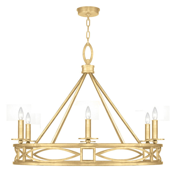 Chandelier, Round, 6-Light, Gold Leaf, 37.5"W (887640-SF3 NK1F)