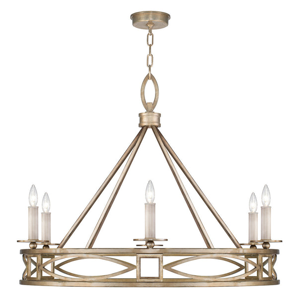 Chandelier, Round, 6-Light, Gold, 37.5"W (887640-3ST KEFG)