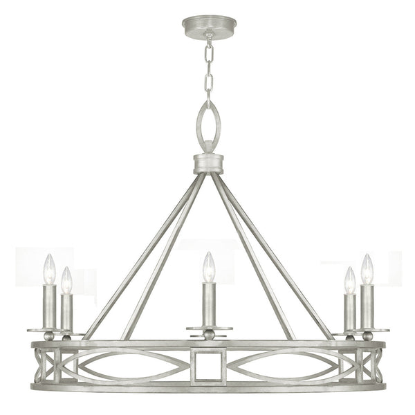 Chandelier, Round, 6-Light, Silver Leaf, 37.5"W (887640-SF4 NK1H)