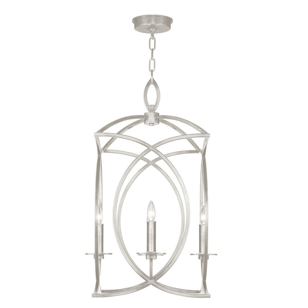 Chandelier, Square, 4-Light, Silver Leaf, 19.5"W (887740-SF4 NK1M)