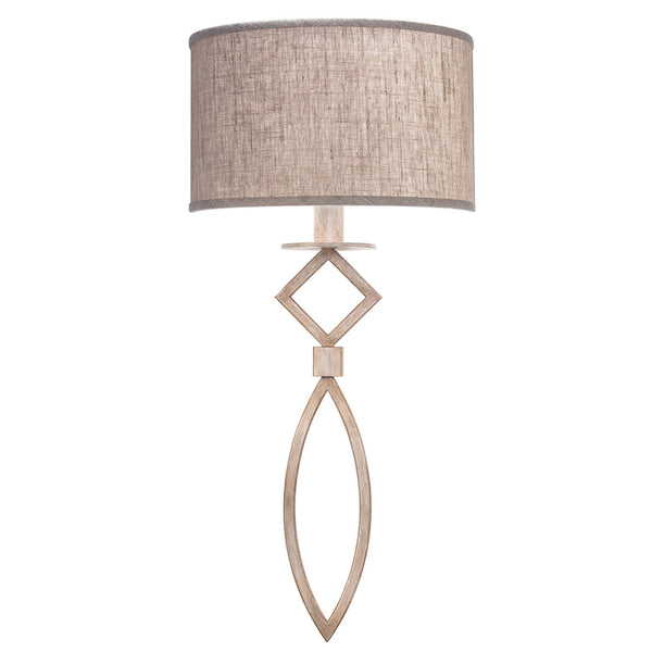 Wall Sconce, 1-Light, Weathered Griege Patina, Textured Natural Greige Fabric Shade, 25"H (887950-21ST KEF1)