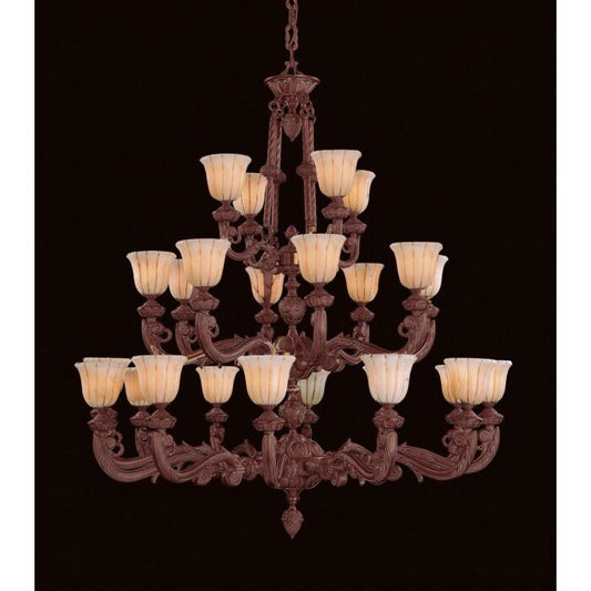 Natural Alabaster 24-Light 2Chandelier in Bronze