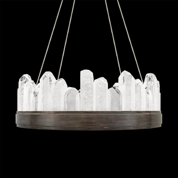 Pendant, Round, 12-Light, LED, Patinated Bronze, Illuminated Crystal, 21"W (888040-3ST KCEV)