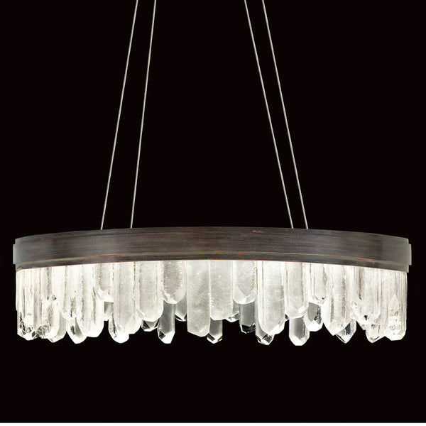 Pendant, Round, 20-Light, LED, Patinated Bronze, Illuminated Crystal, 30.5"W (888240-3ST KCF1)